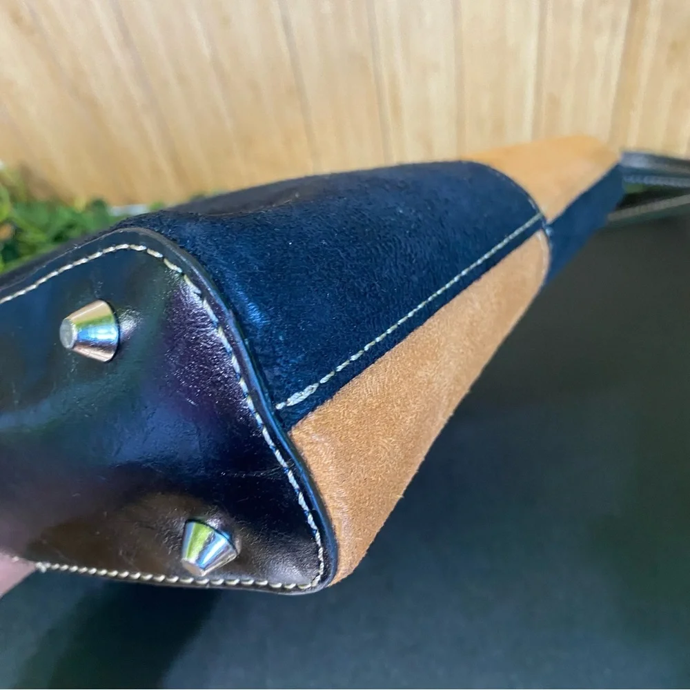 Vintage Kate Spade Black/Brown Suede Shoulder Handbag Purse